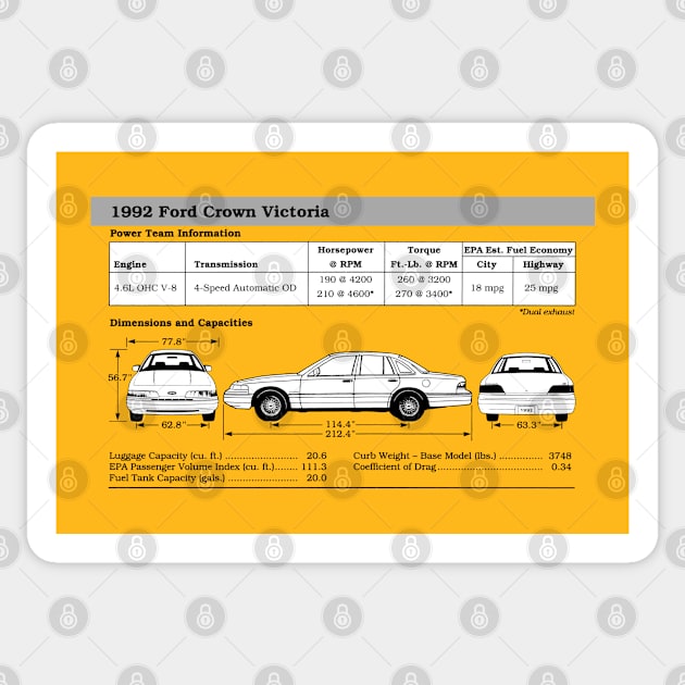 1992 FORD CROWN VICTORIA - technical data Sticker by Throwback Motors